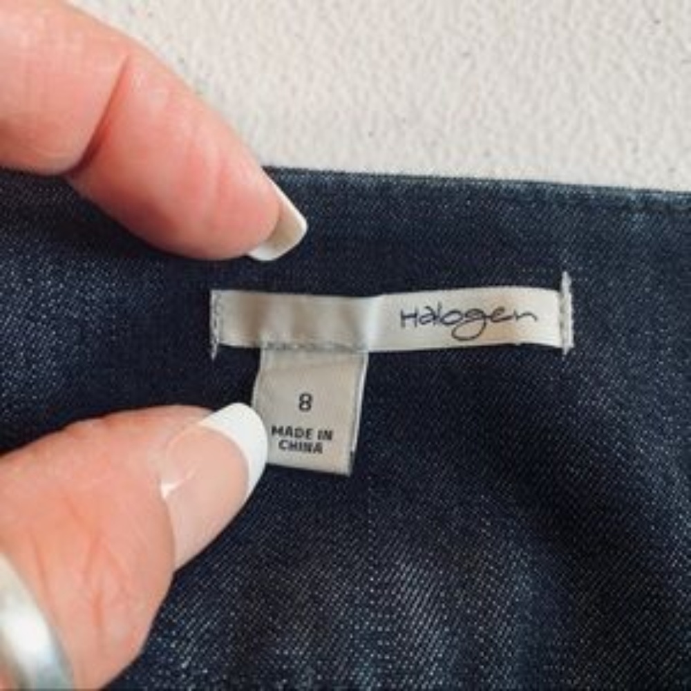 Halogen Denim Stretch Pencil Skirt With Pockets - Picture 7 of 8
